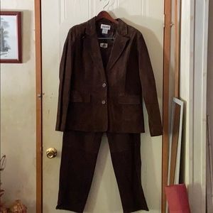Brown Suede Leather Women’s Suit
